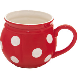Orion Duży kubek z uchem KROPKI czerwony 1 l