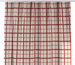 Zasłona na haczykach flex pojedynczych, czerwona kratka na tle ecru, Avinon
