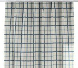 Zasłona na haczykach flex pojedynczych, niebieska kratka tle ecru, Avinon