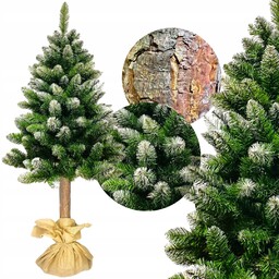 Choinka Na Pniu Sztuczna Gęsta Sosna Diamentowa Ośnieżona Juta 180 CM