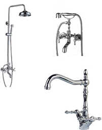 ZESTAW bateria prysznicowa EMON + bateria umywalkowa PALES + wannowa OLYMPIA