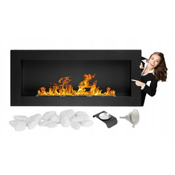 Biokominek wiszący Naścienny Kamienie Biokominki Gmt 90 x 40 x 12 cm czarny