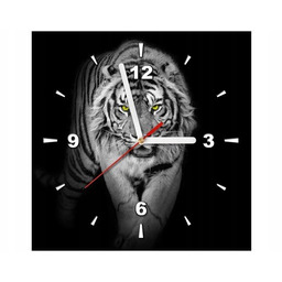 30x30cm Zegar ścienny Tiger in the dark obraz malowane