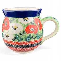 Kubek czeski, baryłka Unikat maki 330 ml dek. U5043 Ceramika Bolesławiec