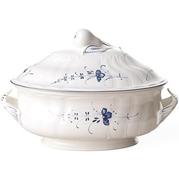 Villeroy & Boch 1023412360 Old Lu x Embourg Tureen, porcelana premium, biała/niebieska, 2,7 l