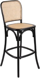 Hoker drewniany Viki dark, rattanowe, boho, do kuchni, czarny