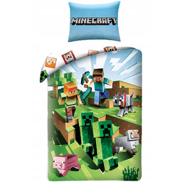 Pościel dziecięca Minecraft 140 x 200 cm wielokolorowy Halantex creeper
