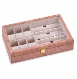 Szkatułka drewniana na zegarki i okulary z inicjały grawerem dla niej niego pary