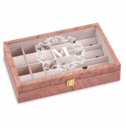 Szkatułka drewniana na zegarki i okulary inicjał z grawerem dla niej niego pary