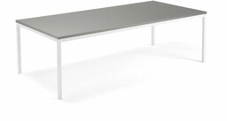 Stół konferencyjny QBUS, 2400x1200 mm, 4 nogi, biała rama, jasnoszary