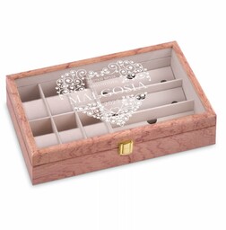 Szkatułka drewniana na zegarki i okulary z grawerem dla niej na walentynki