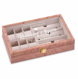 Szkatułka drewniana na zegarki i okulary z grawerem dla niej na walentynki