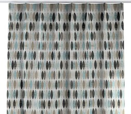 Zasłona na haczykach flex pojedynczych, wzory w odcieniach błękitu, beżu i czarnego na jasnym tle , Modern
