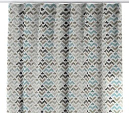 Zasłona na haczykach flex pojedynczych, wzór geometryczny w odcieniach pastelowego błękitu i beżu na jasnym tle , Modern