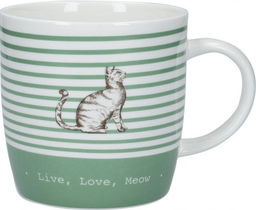 DUŻY KUBEK PORCELANOWY Szary Kot - Live, Love, Meow