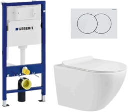Zestaw Geberit miska wc Zoldo spłukiwanie tornado + stelaż + przycisk biały