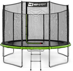 Trampolina ogrodowa 12ft (366cm) - czarno-zielona z siatką zewnętrzną