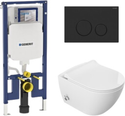 Zestaw Geberit miska wc Viba + stelaż + przycisk czarny mat