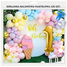 GIRLANDA BALONOWA ZESTAW BALONÓW NA URODZINY BABY SHOWER ROCZEK PASTELOWE