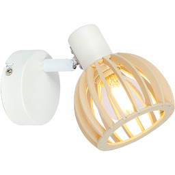 Candellux ATARRI 91-68019 kinkiet lampa ścienna biała regulacja klosza 1X25W E14 drewno 10cm