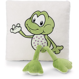 NICI 62283 Pluszowa poduszka, żaba Fridolin Frog, puszysta poduszka do przytulania dla dzieci i dorosłych, idealna do domu, przedszkola lub na podróż, 30 x 30 cm, biała