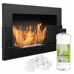 Biokominek 650x400 z szybą Szeroki Ogień czarny Regulacja