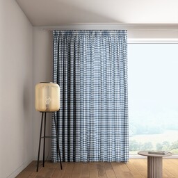 Zasłona na taśmie marszczącej 1 szt., granatowo-biała kratka (1,5x1,5cm), Quadro