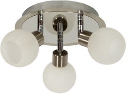 Candellux ALABASTER 98-07025 plafon lampa sufitowa satyna nikiel+chrom szklany klosz 3X40W G9 30cm