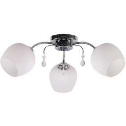 Candellux ZACHERA 33-77981 plafon lampa sufitowa biała klosz szklany kryształki 3X40W E27 56 cm