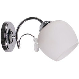 Candellux ZACHERA 21-76984 kinkiet lampa ścienna szklany klosz biały kryształek 1X40W E27 25,5 cm
