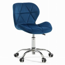Krzesło do biurka obrotowe granatowe ART118S / welur #64 / srebrne nogi