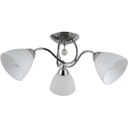 Italux Lugano PND-5643-3 plafon lampa sufitowa chrom stal klosz szkło biały kryształ E27 3x40W IP20 50cm