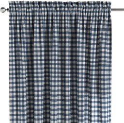 Zasłona na kanale z grzywką 1 szt., granatowo-biała kratka (1,5x1,5cm), Quadro