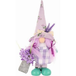 SASKA GARDEN Skrzat wielkanocny Gnom z lawendą Girl Fioletowy 25 cm