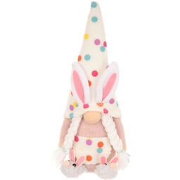 SASKA GARDEN Skrzat wielkanocny Gnom Zajączek Girl w Groszki 25 cm