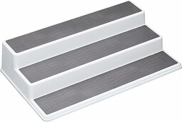 KitchenCraft 3 Poziomowy Organizer Kuchenny Copco Basics, Antypoślizgowe Nakładki, do Szafek i na Blat, 38  22,5  8,5 cm  Kolor Biały/Szary