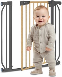 LIONELO Truus Slim Barierka Ochronna do Drzwi dla Niemowląt, Regulacja Szerokości 75-105 cm Silikonowe Osłonki, Automatyczne Zamknięcie, Dwustronne Otwieranie Blokada Zamknięcia