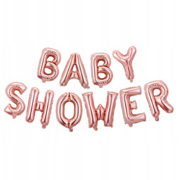 Dekoracja Baby Shower Napis Banner Balony Różowy