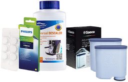 Zestaw Philips - Filtr Philips Aquaclean CA6903 2szt, Uniwersalny Odkamieniacz 250ml, Philips CA6704/10 Tabletki Czyszczące