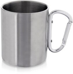 Kubek turystyczny stalowy z karabińczykiem 350 ml