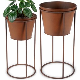 Osłonka na doniczkę na stojaku metalowa 2 szt. 44 cm 41 cm
