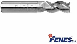 FENES Frez trzpieniowy do metali lekkich 16 mm 3-ostrzowy krótki walcowo-czołowy chwyt walcowy DIN844-A K-M-W HSS 0641-512-105-145