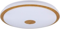 EGLO Lanciano 1, ściemnialny panel LED z pilotem zdalnego sterowania, lampa sufitowa z efektem kryształu metalu, drewna i tworzywa sztucznego w kolorze białym i brązowym, ciepła biel, Ø 50 cm