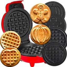 Gofrownica Mini Gofry Mocna Nieprzywierajaca 8 Płytek 4 Czerwona Moc