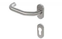 Klamka bezpieczna DORMA PURE 8100V/6621 OVAL 6679PZ z tarczką owalną, trzpień 8mm, lewa, stal nierdzewna (połówka) (90050055089)