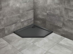 Radaway Doros PT pięciokątny brodzik ze strukturą Stone czarny 100x100cm akrylowy SDRPT1010-01-54S