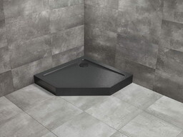 Radaway Doros PT Compact pięciokątny brodzik z obudową i strukturą Stone czarny 90x90 cm akrylowy SDRPTP9090-05-54S