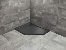 Radaway Doros PT E Stone czarny pięciokątny brodzik asymetryczny ze strukturą 100x90 cm akrylowy lewy SDRPT1090-01-54SL
