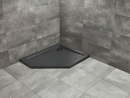 Radaway Doros PT E Stone czarny pięciokątny brodzik asymetryczny ze strukturą 100x80 cm akrylowy prawy SDRPT1080-01-54SR