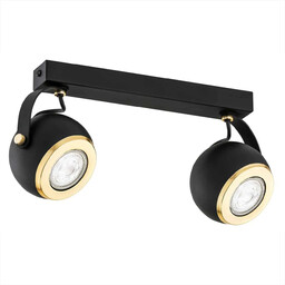 Plafon dwa reflektory KOS PLUS 7039 czerń i złoto - Argon